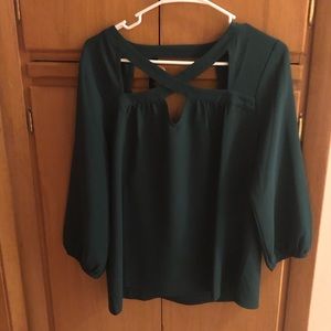 Dark green criss cross top, L